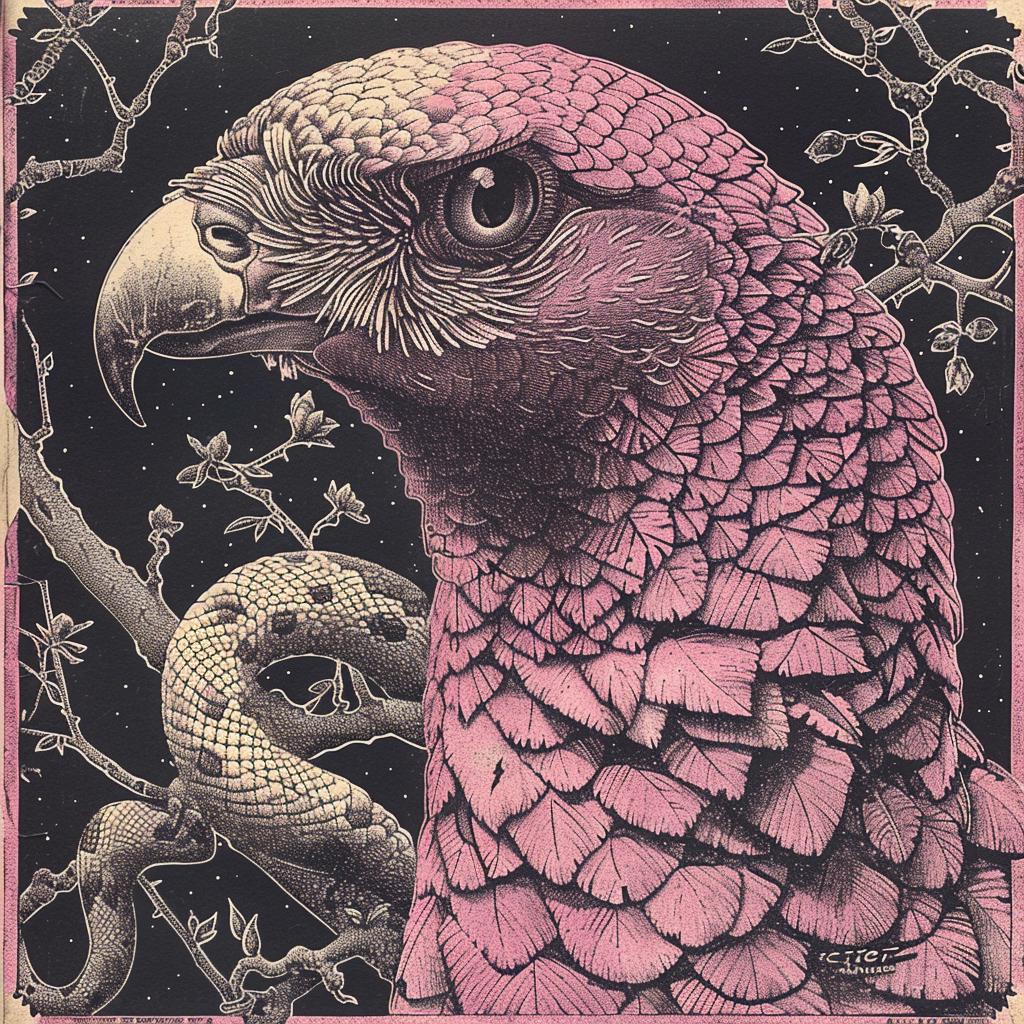 synthwave  Ukiyo-e  bird  snake  background  Risograph  Symbolist  hyper-realistic  creative  art 916275