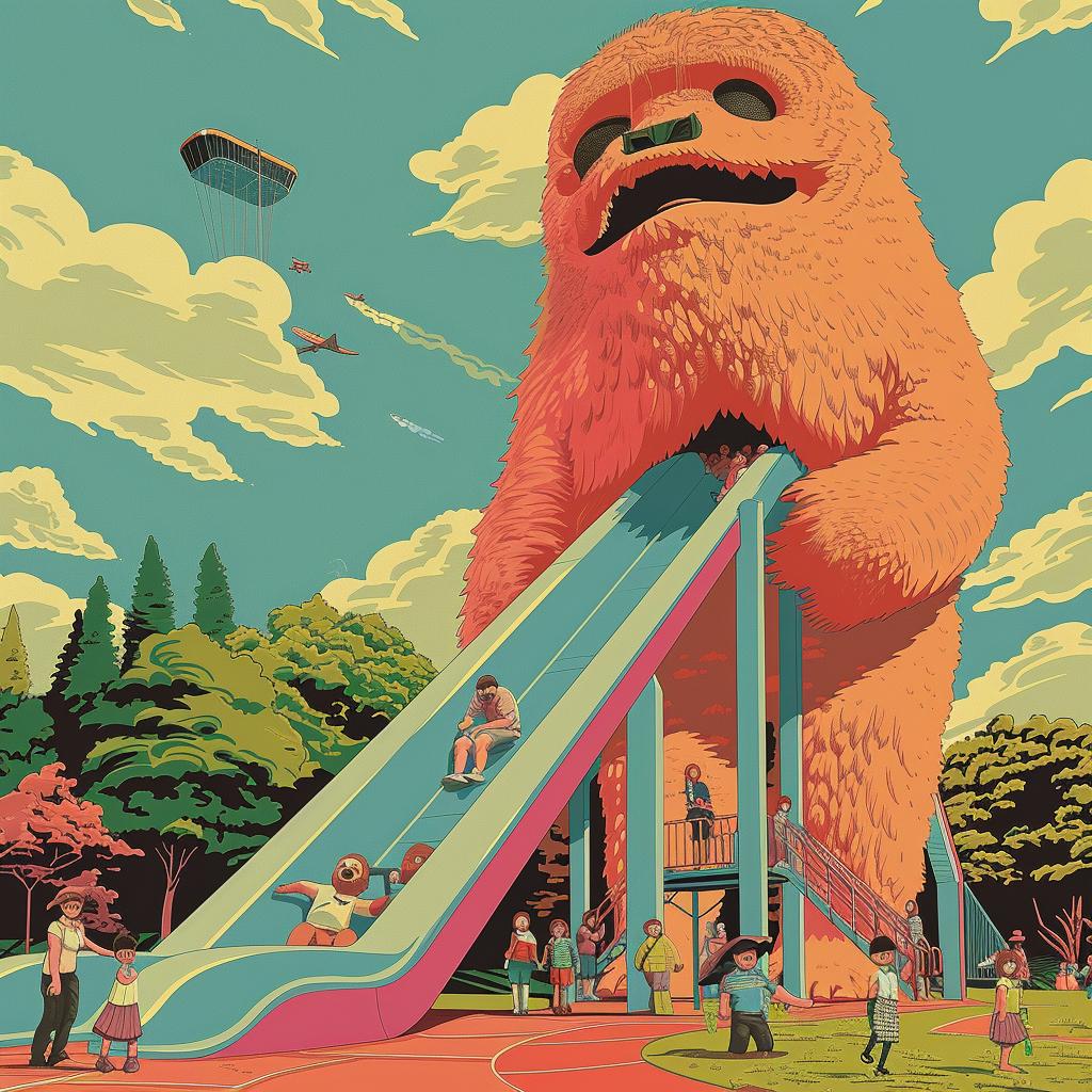 album  art  creature  playground  children  illustration  whimsy  colorful  modern  cartoon 964077