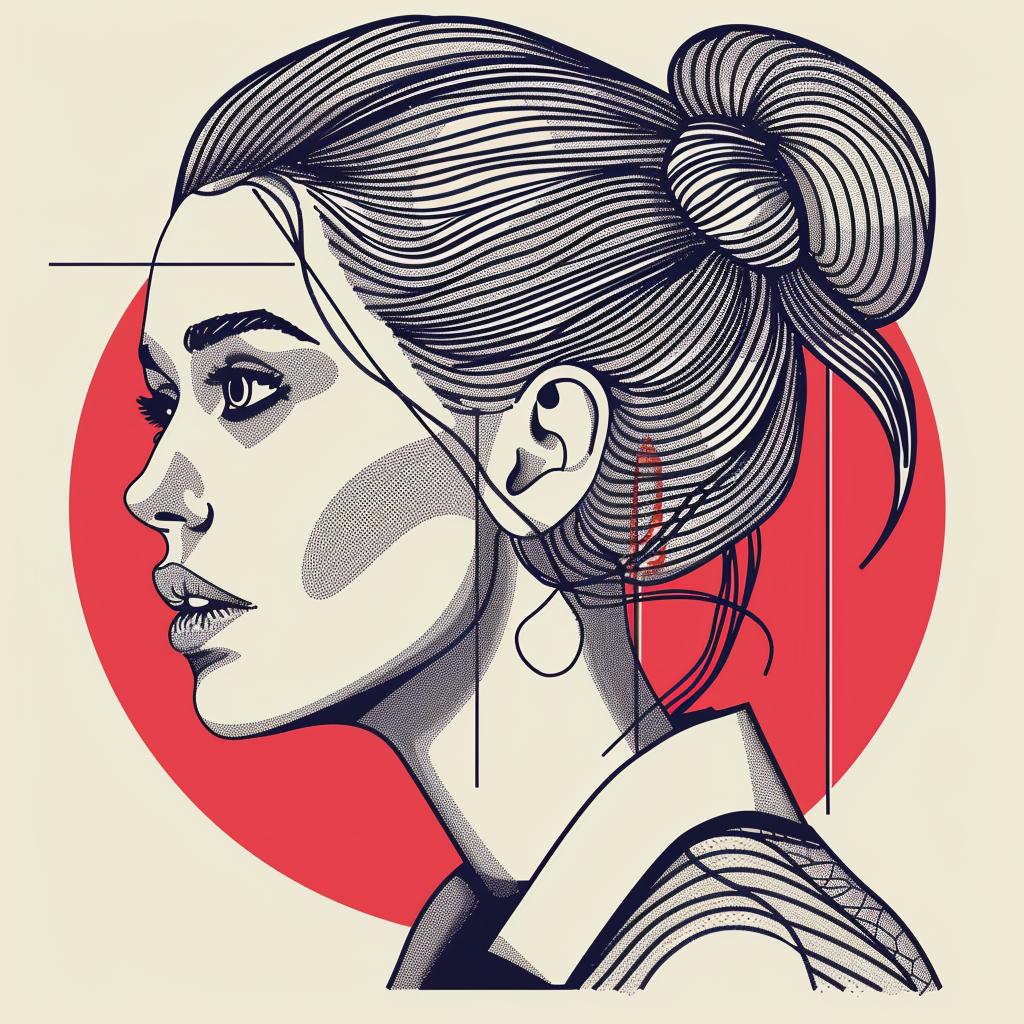 فن البوب، كعكة شعر نسائية، خلفية بيضاء، صورة شخصية أنثوية، رسم توضيحي حديث 936947