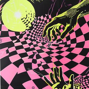 poster  violence  telekinesis  negative  space  photocopy  neon  checkerboard  hand  art 1071213