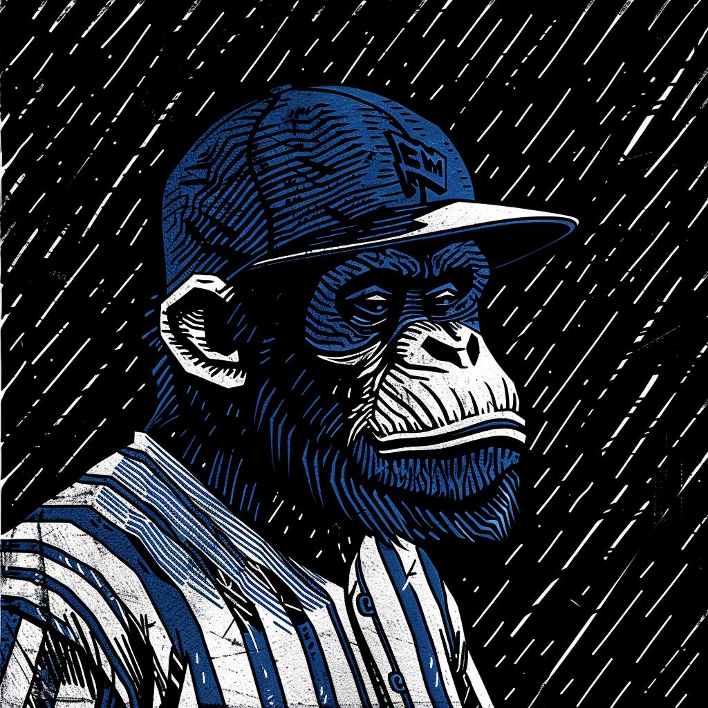 monkey  baseball  uniform  rain  drawing  cartoon  black  white  humor  anthropomorphic 1025740