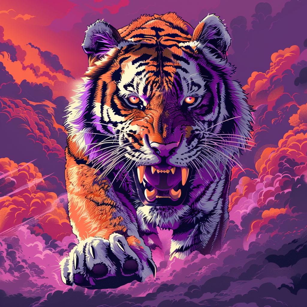 vector  tiger  art  comic  detailed  colorful  fierce  portrait  smoke  background 928810