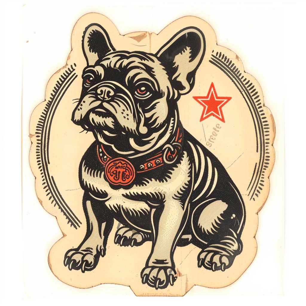 french  bulldog  sticker  red  star  pet  dog  cute  illustration  white 942922
