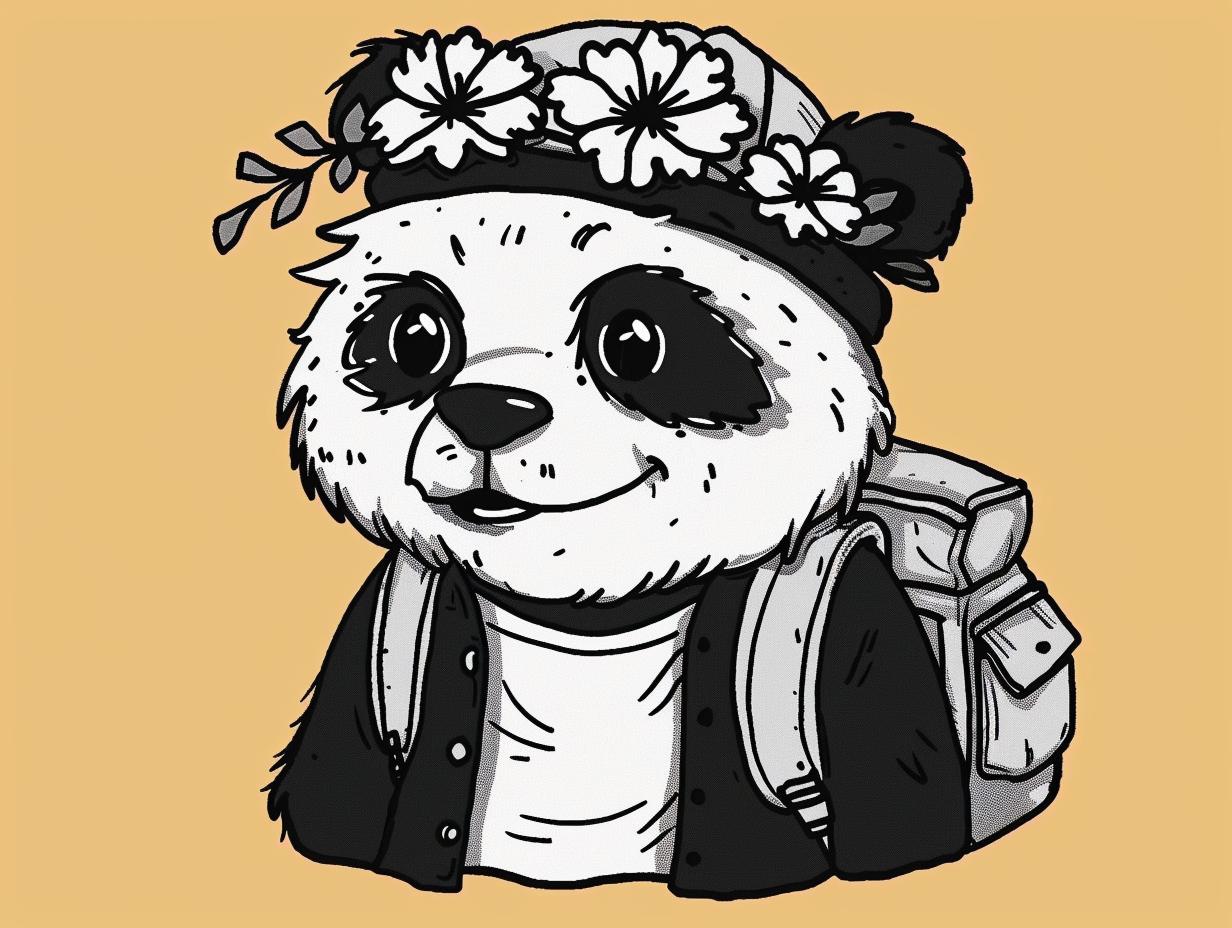 panda  tattoo  Sailor Jerry  vintage  comic  illustration  wreath  art  50s  playful 919422