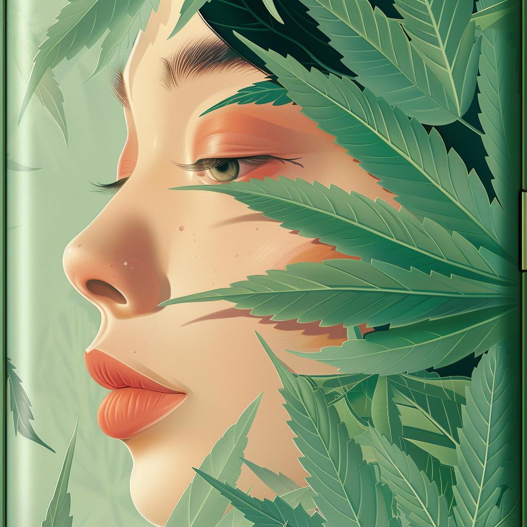عبوة مرنة من القنب، امرأة جميلة، أوراق، رسم توضيحي، صورة فنية نابضة بالحياة 918054