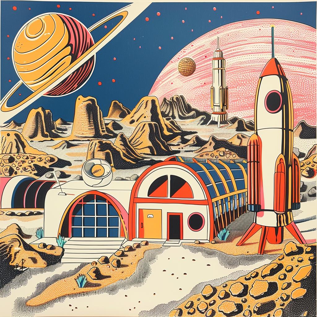 mars  space  station  solders  helmets  funny  illustrative  playful  poster  art 959648