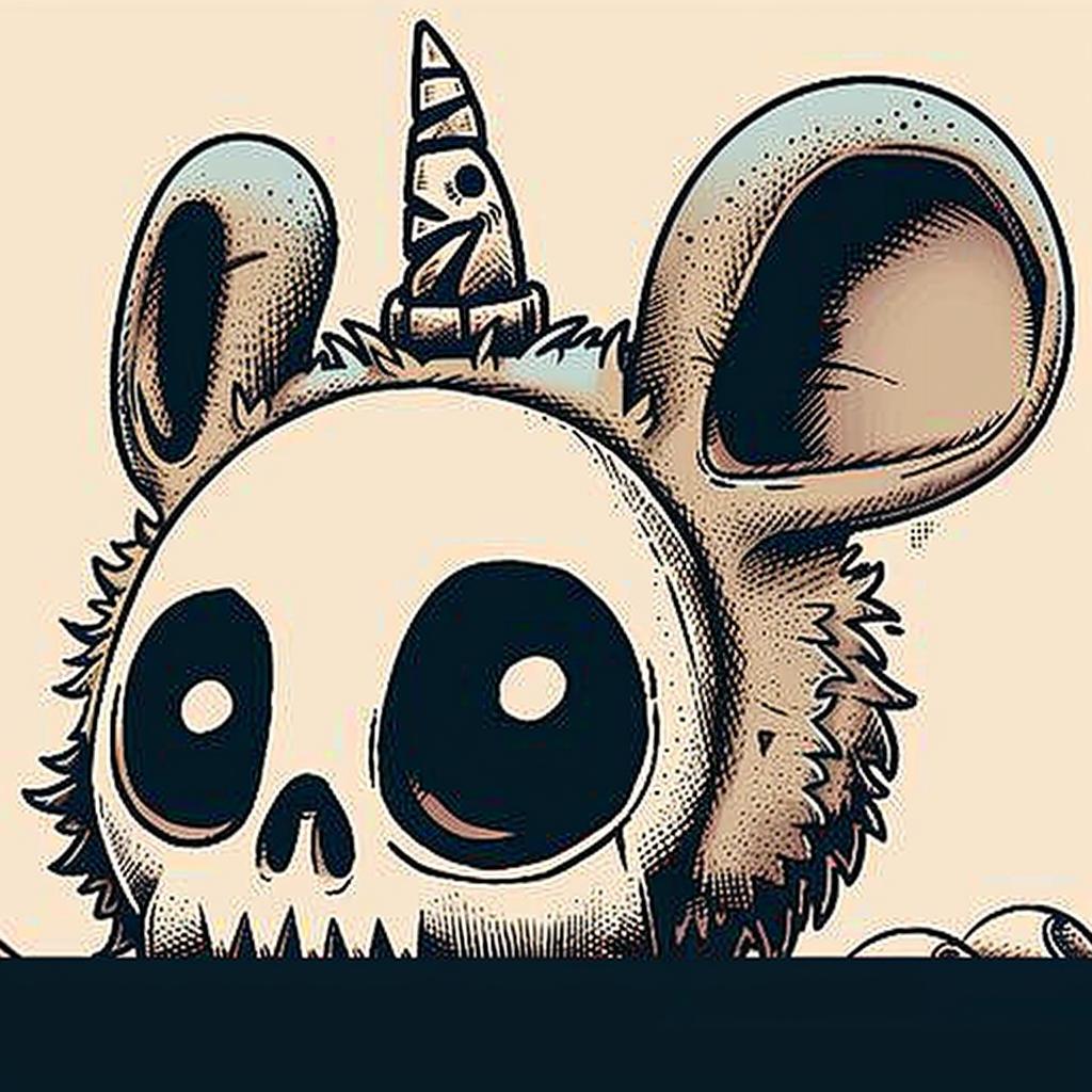 mouse  cartoon  horn  head  quirky  playful  illustration  animal  character  funny 940005