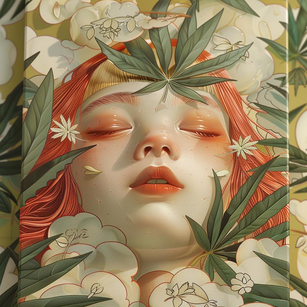 تغليف القنب، امرأة، رسم فني جميل، تصميم ملون، أوراق وجه 917945