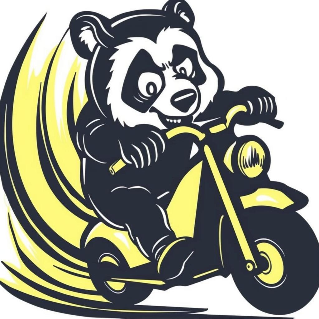 panda  motorcycle  happy  minimal  blue  yellow  playful  cute  urban  fun 955412
