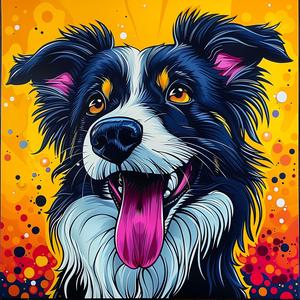 border  collie  dog  cute  adorable  background  vibrant  colorful  artwork  painting 1037460