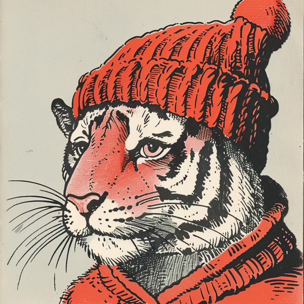 tiger  knit cap  Norman Rockwell  colorful  portrait  charismatic  illustration  playful  whimsical  character 921832