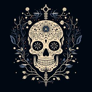 skull  floral  occult  symmetry  minimal  dark  badge  simple  shield  design 1078752