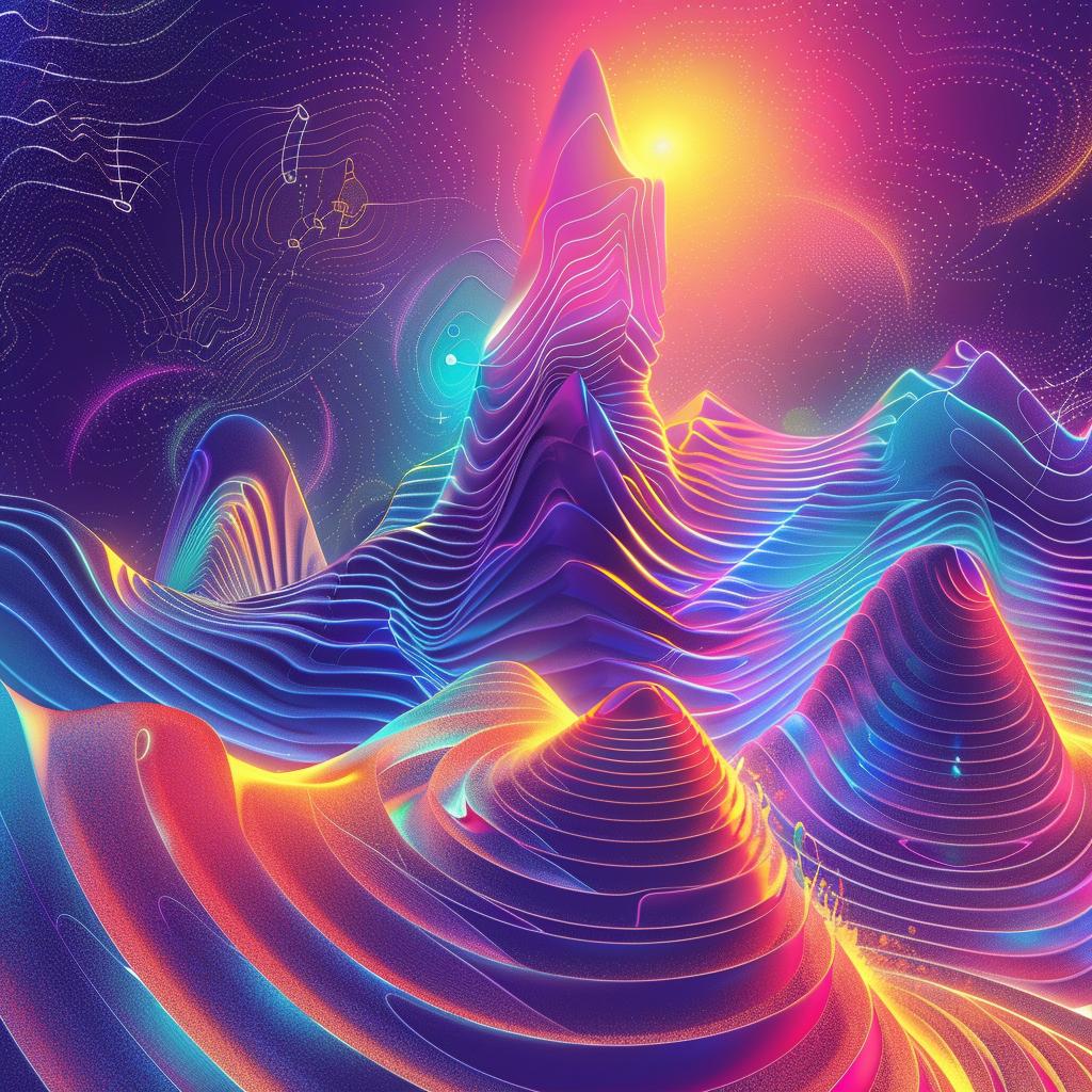 space  colony  pulsar  wave  mountain  digital  abstract  landscape  art  colorful 945362