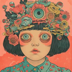 surreal  album  cover  girl  flower  crown  symbolist  art  fantasy  illustration 1064867