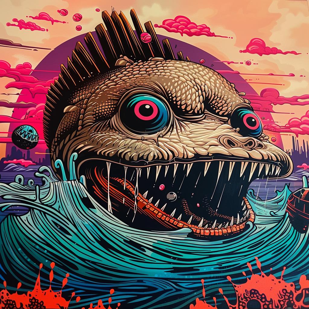 fish  japanese  large  mouth  eyes  drawing  water  ocean  vibrant  colorful 948734