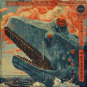 chromolithography  giant  fish  ocean  Japanese  vintage  illustration  art  graphic  poster 1040354