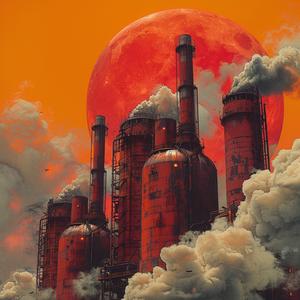 factory  moon  art  industrial  chromolithography  fantasy  abstract  colorful  night  detailed 1040201