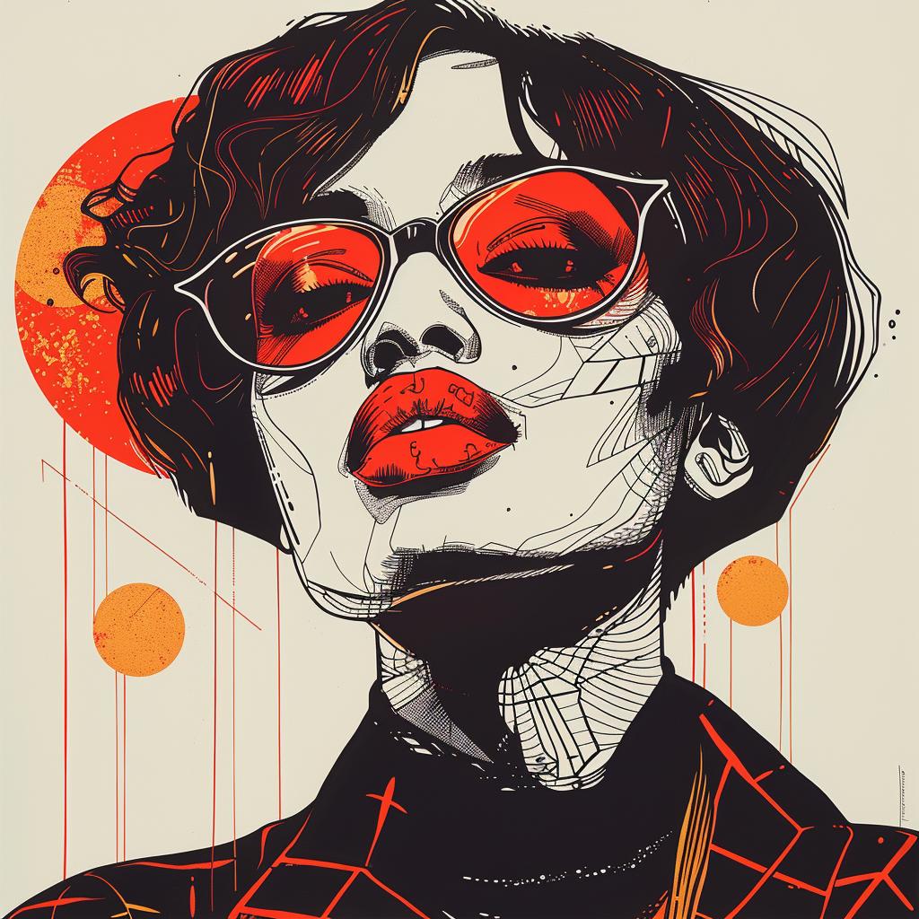 PopArt  KerryWashington  red  sunglasses  blackjacket  shorthair  model  TroyBrooks  fashion  vibrant 938938