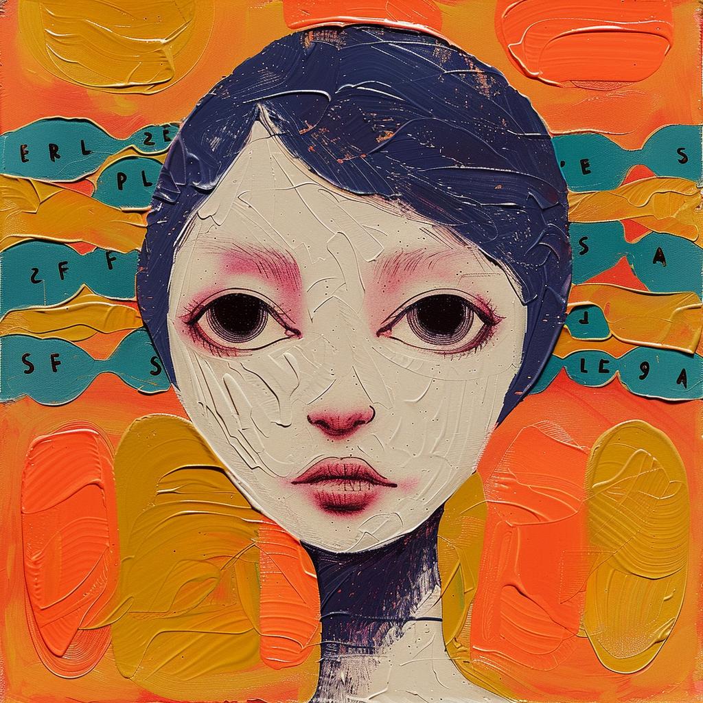 encaustic  painting  woman  blue  eyes  orange  hair  palette-knife  impasto  artwork 950608