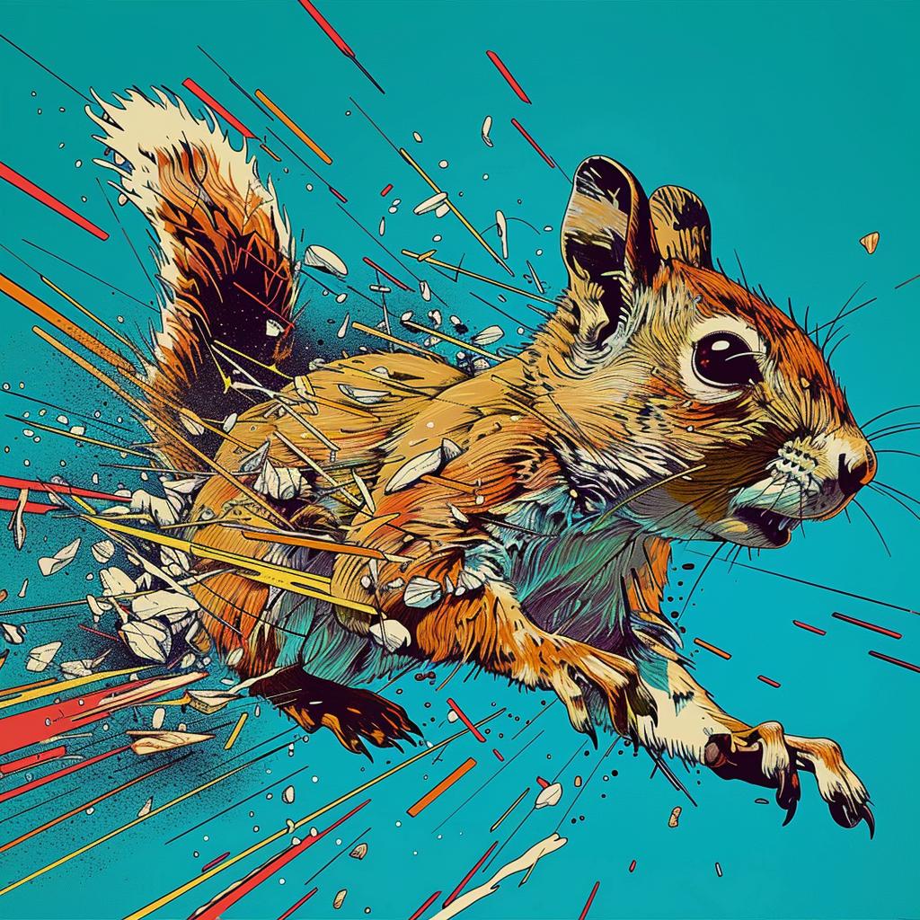 squirrel  running  colorful  background  dynamic  nature  wildlife  artwork  motion  playful 1025330