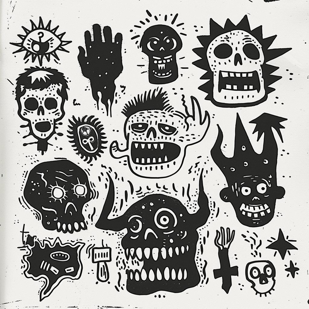 tattoo  skulls  flash  black  white  drawing  symbols  illustration  vintage  art 919873