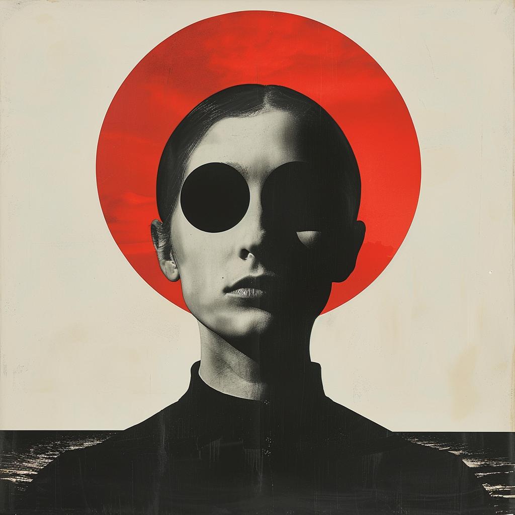 surreal  poster  woman  face  hyper-realistic  screenprinting  red  sun  creative  art 960524