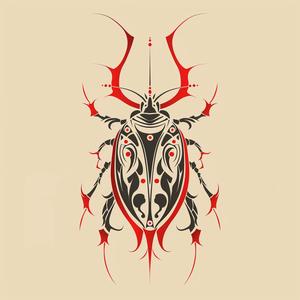 beetle  tattoo  design  red  black  color  stylized  organic  life-like  art 1068711