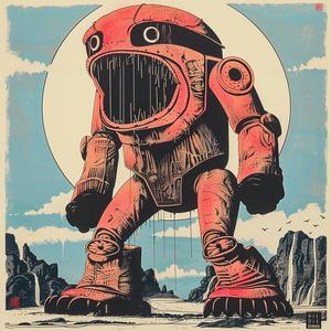 poster  robot  mountains  surreal  colorful  design  artistic  iconic  creative  visionary 1079728