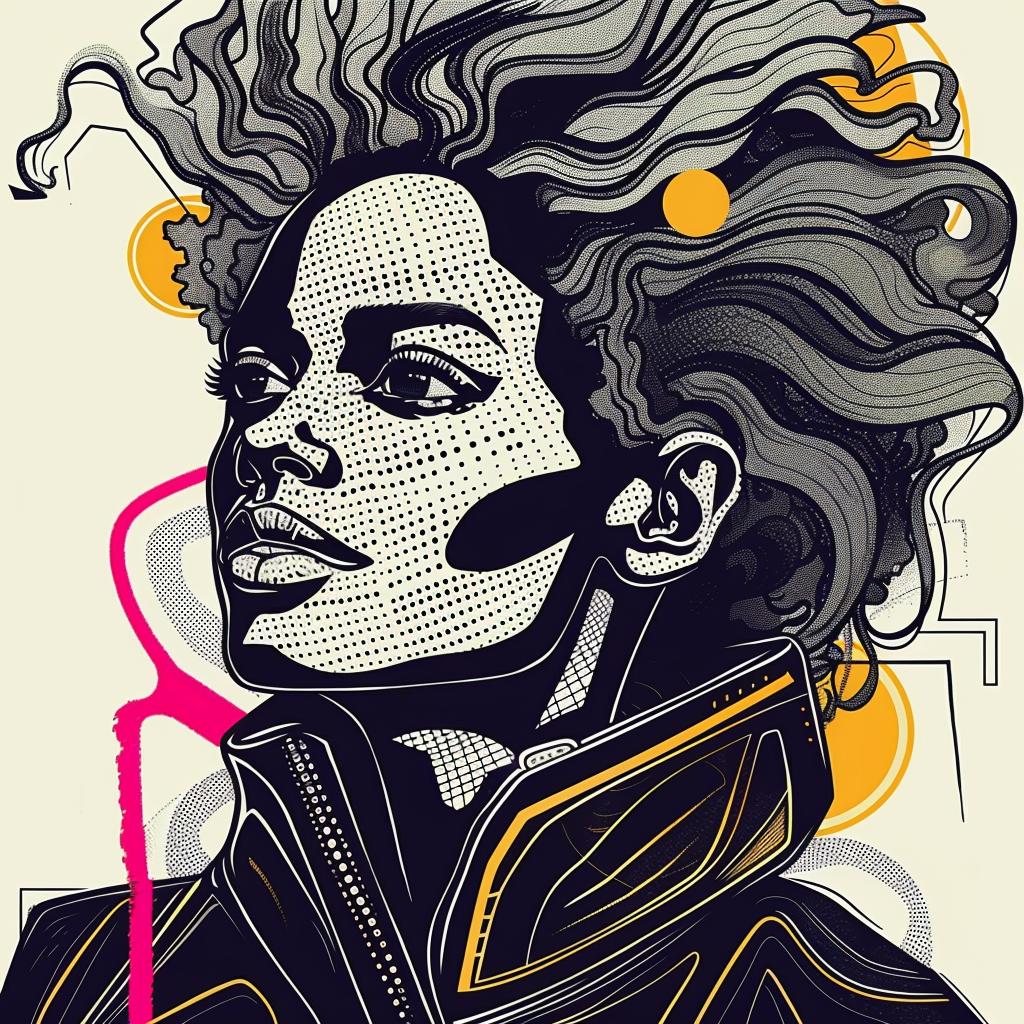 Pop Art  African-American  grandmother  70  hair  afro  Patrick Nagel  white  design  face 938073