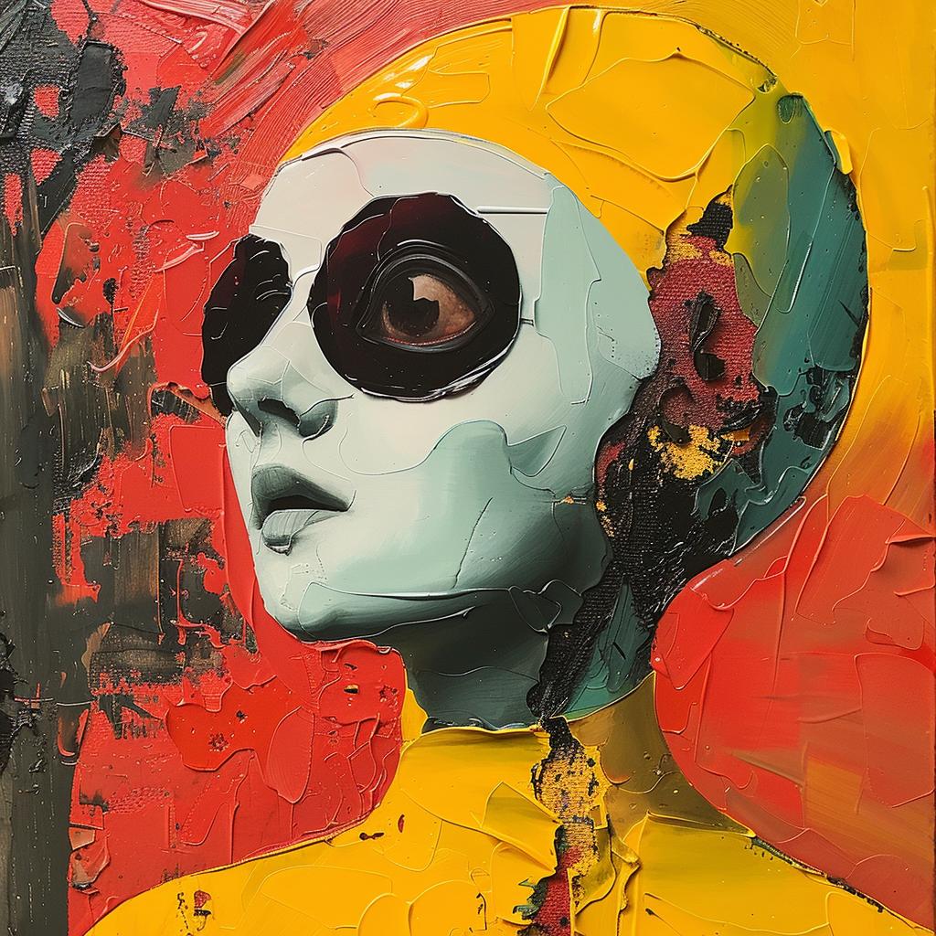 encaustic  paint  impasto  Picasso  yellow  black eyes  color  expression  artistic  modern 1016554