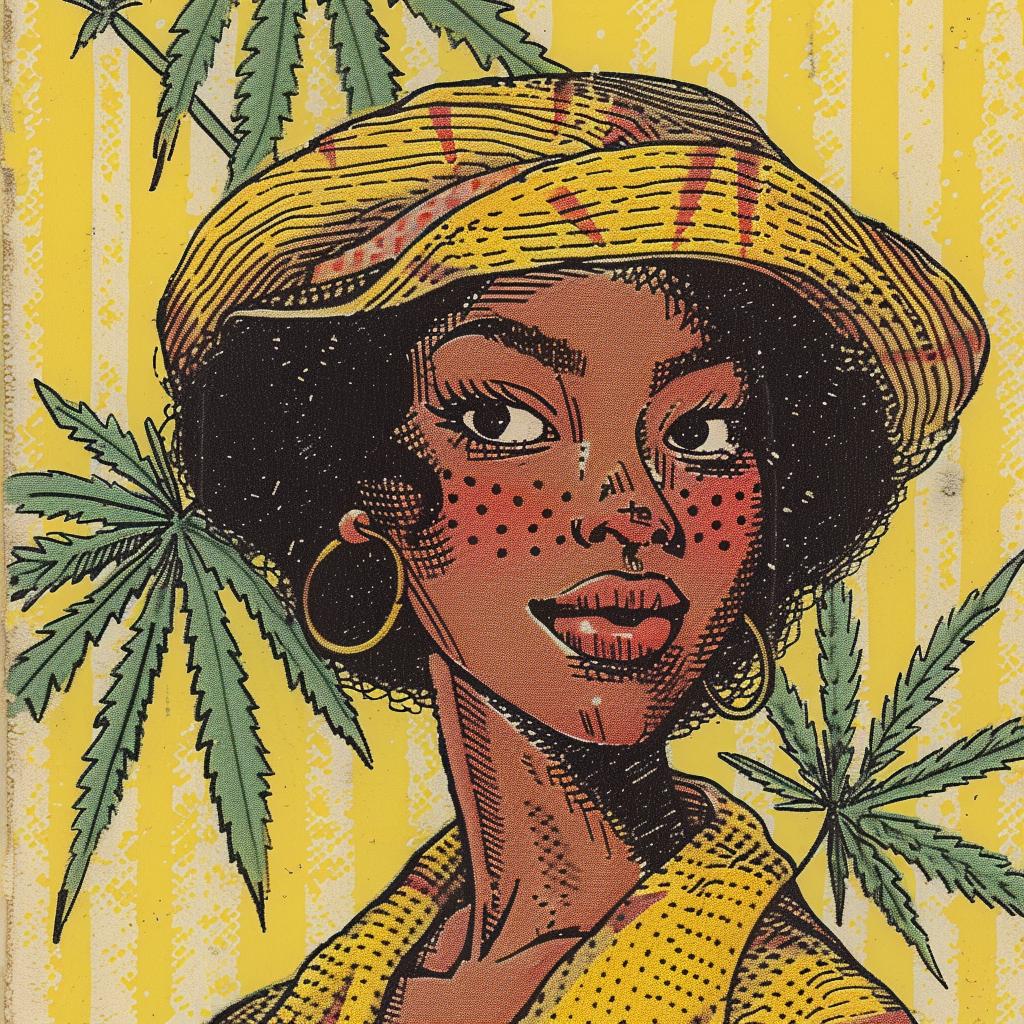 cannabis  packaging  African-American  woman  hat  marijuana  leaves  drawing  graphic  artwork 917420