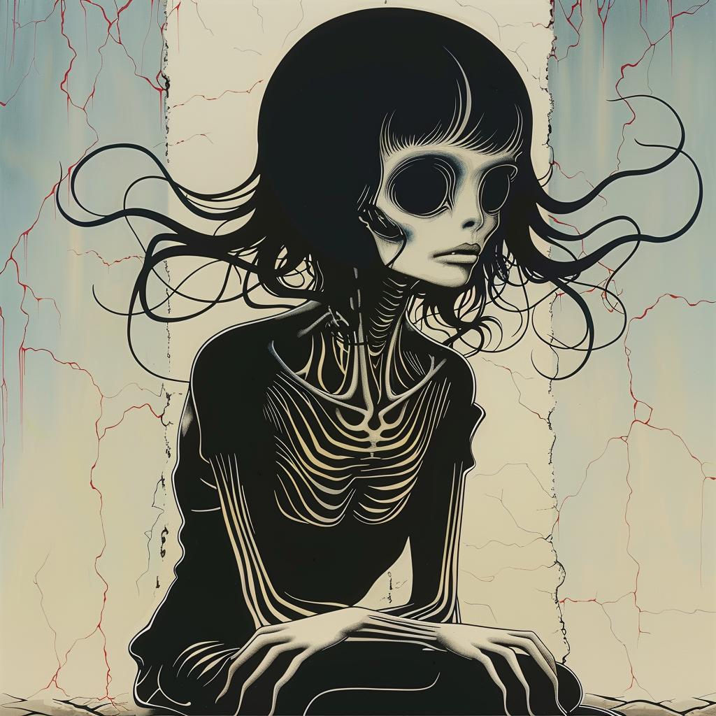 skeleton  sitting  ground  art  painting  creative  dark  illustration  surreal  conceptual 967195