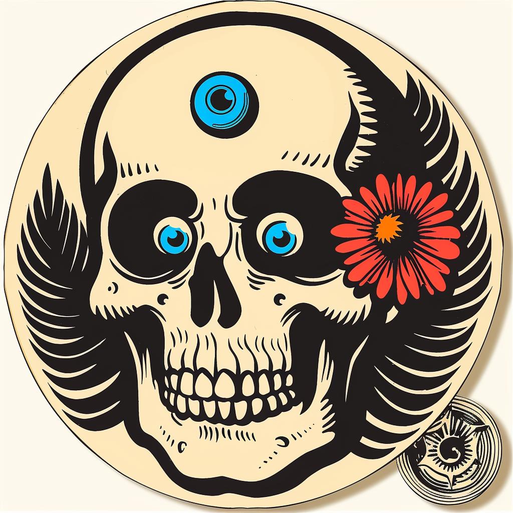 badge  design  skull  flower  provocative  occult  dark  art  symmetrical  naturalistic 934016