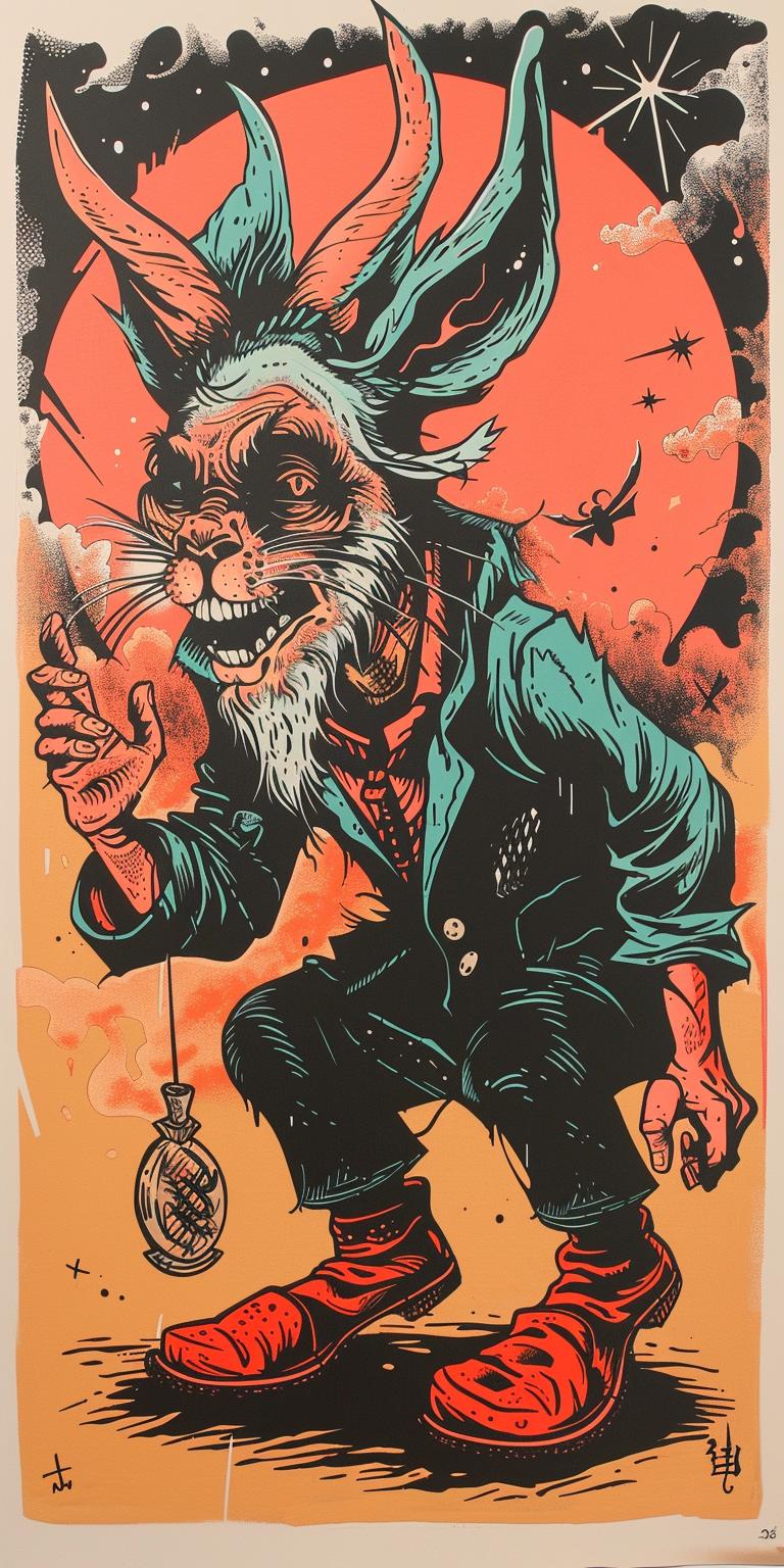 Rockwell  naturalistic  spiritual  cat  suit  fish  occult  poster  terror  art 930133