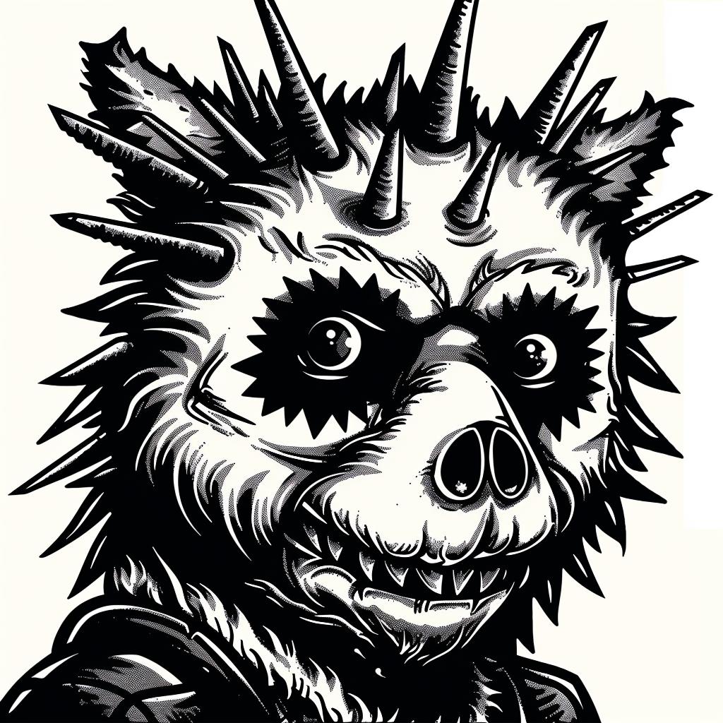 raccoon  black  white  drawing  spikes  head  animal  illustration  art  sketch 962420