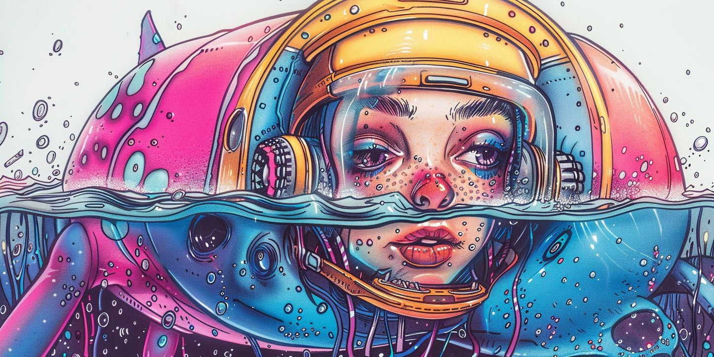 whale  underwater  ocean  woman  helmet  bubbles  astronaut  water  colorful  marine 940476