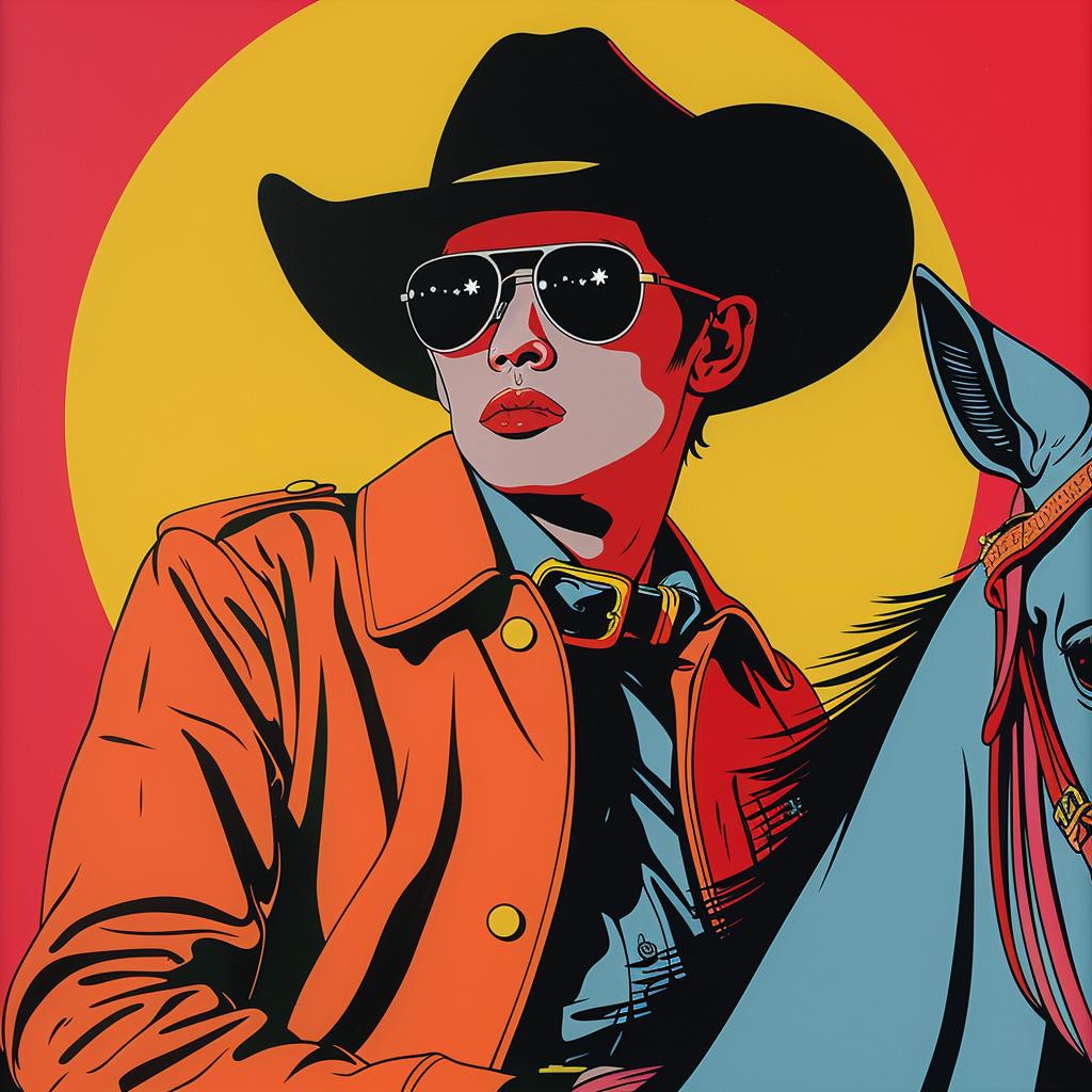 cowboy  sunglasses  pop  art  painting  surreal  lighting  glow  sharp  focus 962937