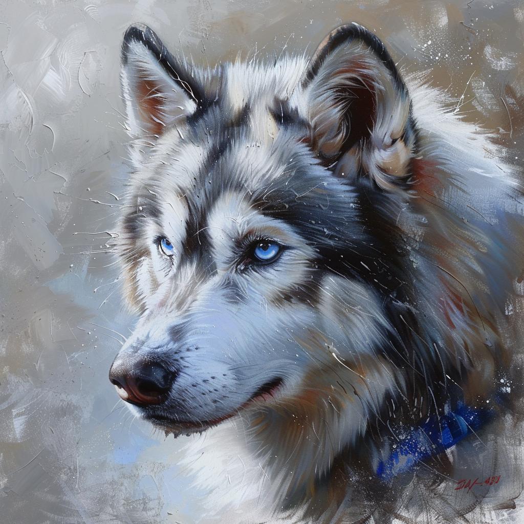 husky  painting  blue  eyes  dog  pet  animal  portrait  art  cute 973395