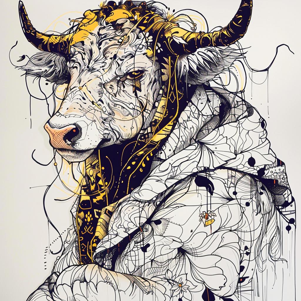 mythical  creature  hybrid  bull  gold  black  design  unique  fantastical  zoomorphic 953116