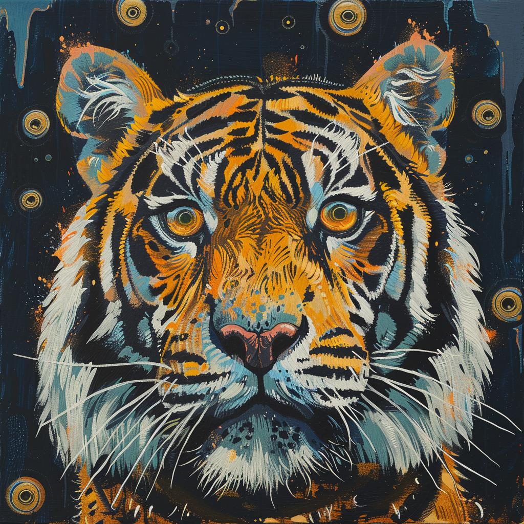 tiger  portrait  eyes  black  background  wildlife  realistic  vivid  colorful  art 971796
