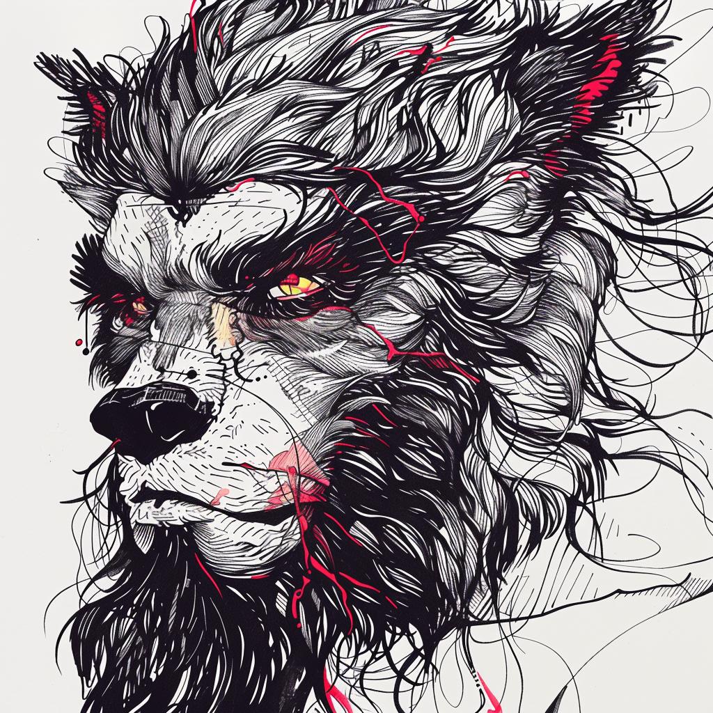 wolfman  creature  drawing  mythical  fantasy  animal  red  eyes  illustration  mysterious 951924
