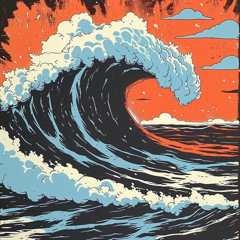 ocean  wave  art  poster  crashing  style  Chris  Bachalo  dark  dynamic 924515