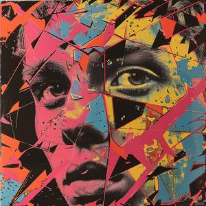 album  cover  man  colorful  splatters  face  surreal  chaos  symbolist  art 1078174