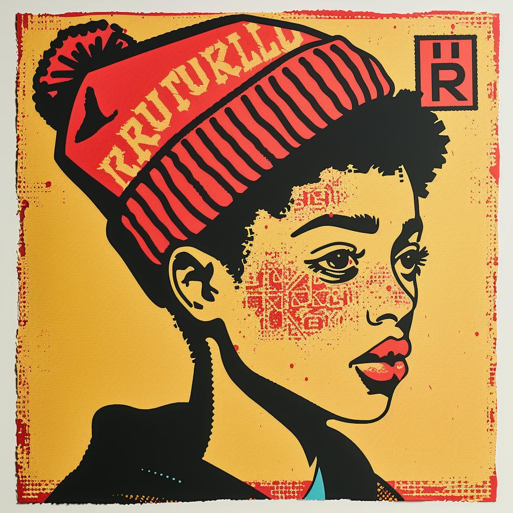 ملصق DAngelo streetwise minimalist hat culture woman design red black 955833