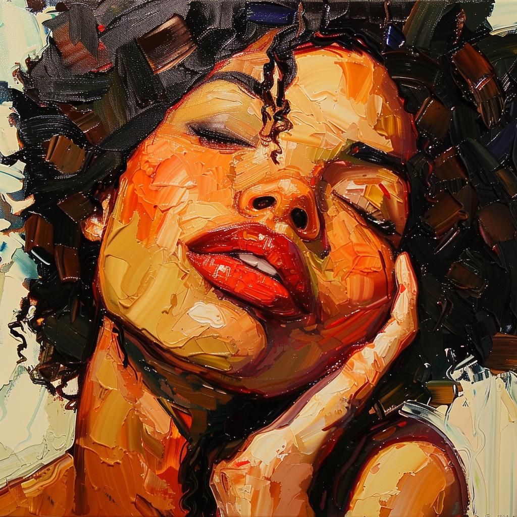portrait  woman  african-american  eyes  closed  expressionistic  art  Anna  Bocek  oil 938930