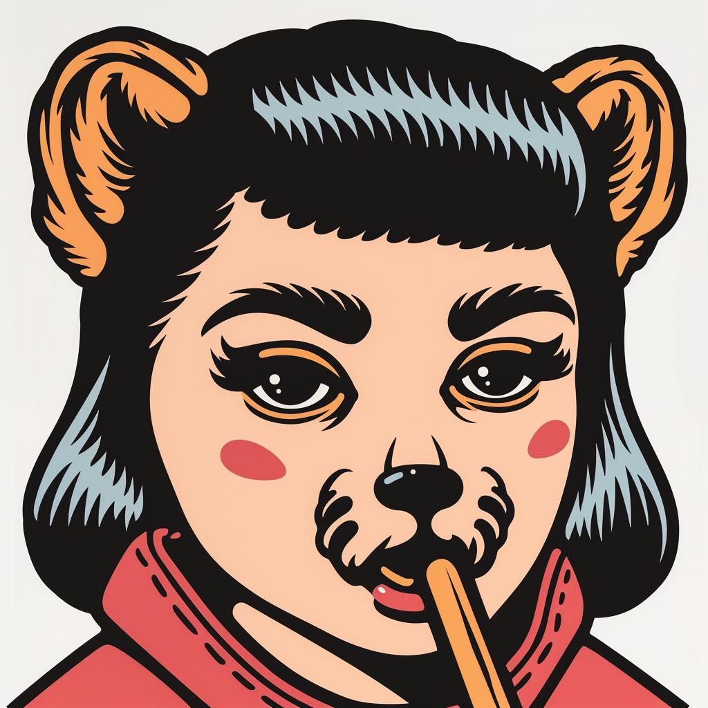 Cornella  bear  cigarette  cartoon  humorous  playful  whimsical  illustration  cute  art 966802