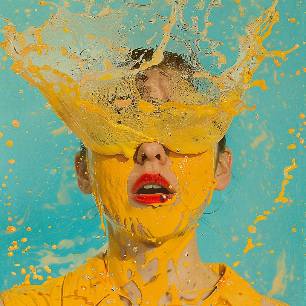 surreal  splash  abstract  expressionism  yellow  face  juice  vibrant  colorful  art 977249