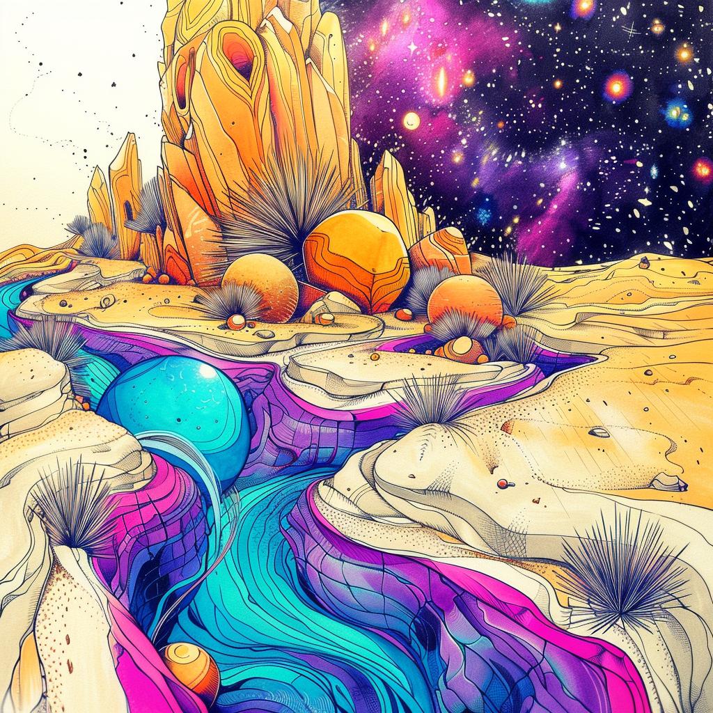 album  art  psychedelic  landscape  colorful  sunrise  flowerpunk  quantum  teal  orange 941813