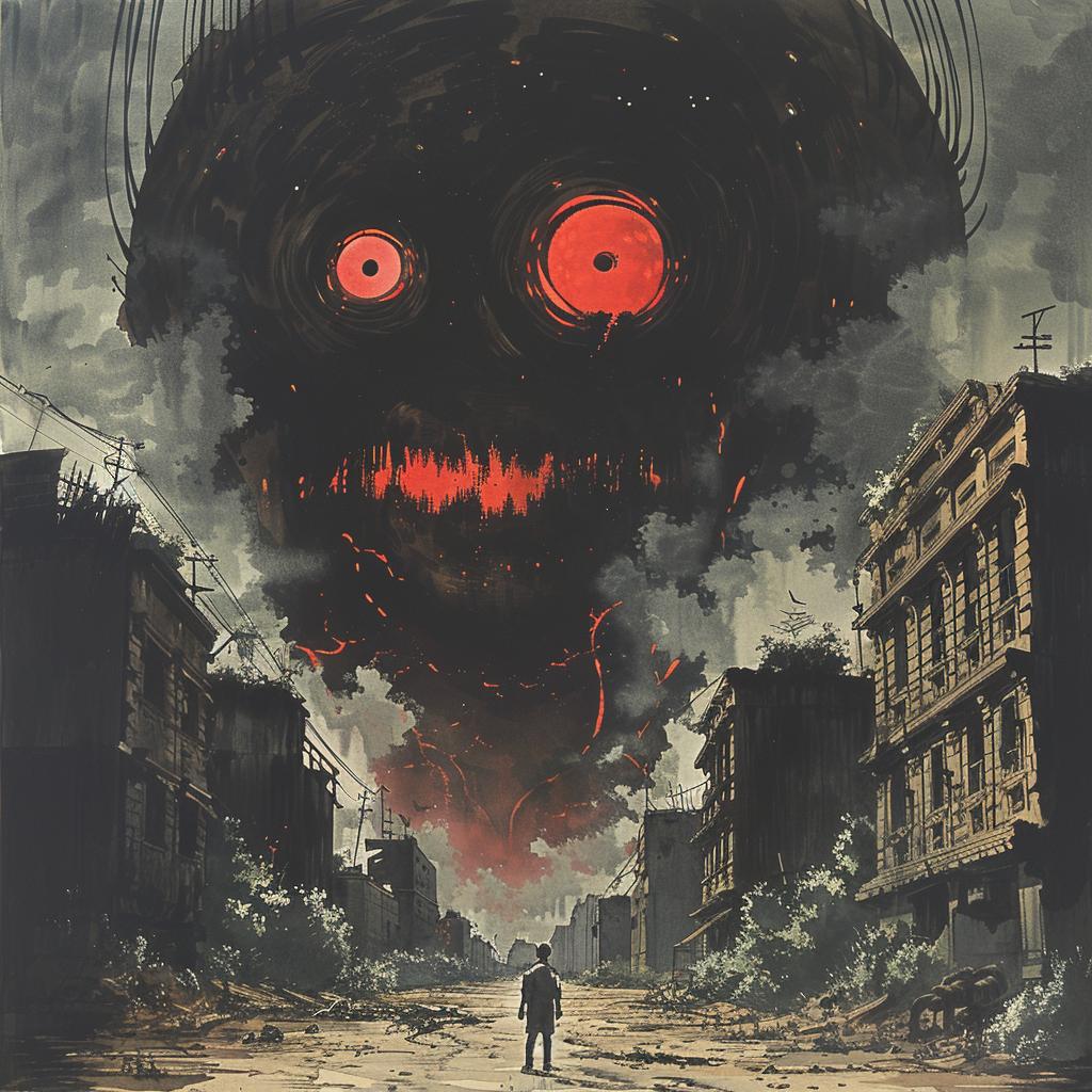 retro  sci-fi  dark  gouache  illustration  terrifying  deathmetal  epic  composition  black 922143