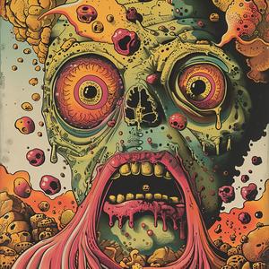 surreal  album  cover  Todd  White  poster  zombie  eyes  Risograph  screenprinting 1078631